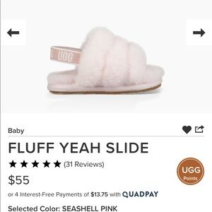 Infant 0-6 mons ugg fluff yeah slides